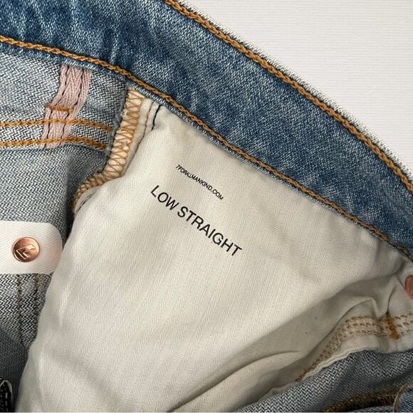 7 For All Mankind Low Straight Leg Distressed Jeans in Rose Avenue Light Wash 29 - Picture 4 of 11